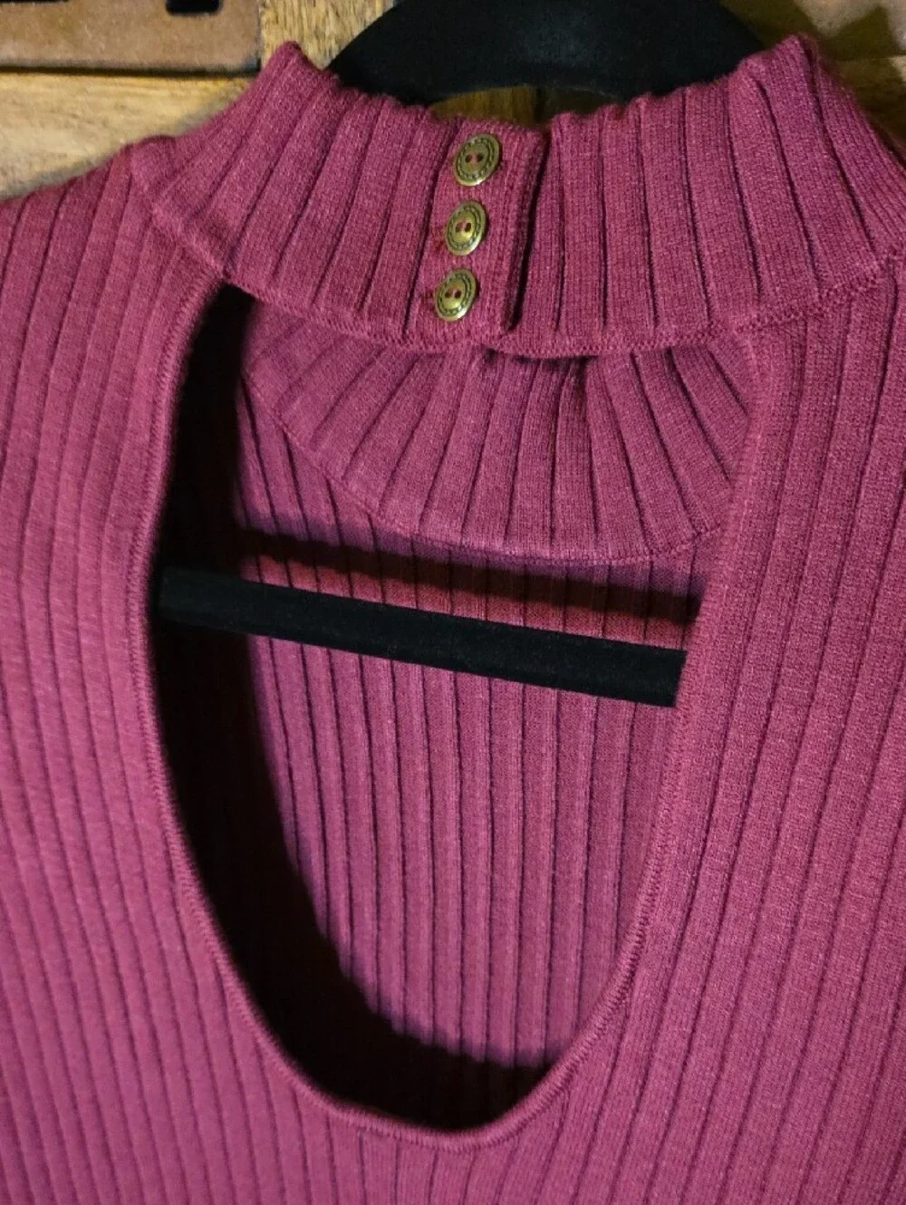 Free People Women’s Ribbed Knit Long Sleeve Dress in Burgundy